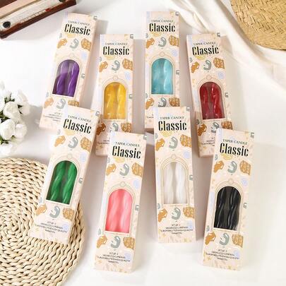 شمعتان حلزونيتان بطول 10 بوصة - شموع زخرفية طويلة الاحتراق بدون رائحة، شموع طويلة ذات نسيج مضفر، شموع ملونة خالية من الدخان للمنزل والزفاف والعشاء الرومانسي والأعياد