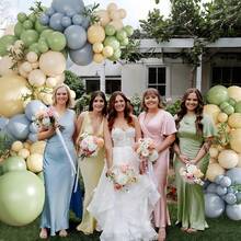 117pcs Sage Green Dusty Blue Yellow Pastel Balloon Arch Kit, Yellow Green Dusty Blue Sand White Balloons For Babyshower Wedding Bridal Birthday Gender Reveal Party Decorations - View 4
