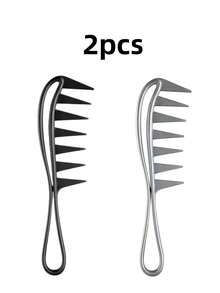 1 pièce Grand peigne texturé, peigne à dents larges pour boucler, outil de coiffure en forme de dent de requin, convient pour les cheveux bouclés, mouillés, ondulés, épais, perruques. Essentiel pour les salons. Brosse/peigne à cheveux unisexe, accessoires et produits de soins capillaires essentiels pour le salon et les voyages - Multicolore - Voir 18