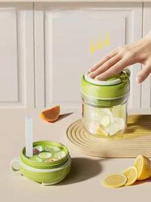 1pc 3-In-1 Ice Making Container & Water Bottle, 380ml Leakproof Portable Tumbler With Straw, One-Press Ice Release Freezer Mold, Reusable Cold Drink Cup For Summer Iced Coffee, Smoothie, Juice, Travel, Camping, Outdoor, Picnic, Home - View 10