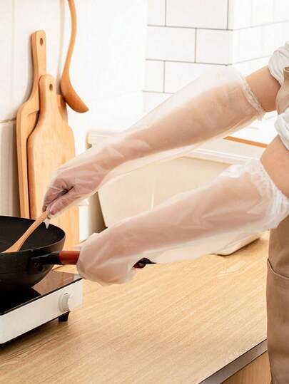 10/20 Set Of Extended Waterproof And Oil Resistant Kitchen Cleaning Gloves, Comfortable Plastic Gloves, Widely Used For Dishwashing, Cleaning, Gardening, Etc. - Non-Alcoholic Material, Home Decoration, Home Gifts, Room Decoration, Etc