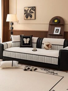 1 chiếc đệm sofa vải nhung mềm mại, họa tiết xương cá tối giản, dùng cho sofa 1/2/3/4 chỗ ngồi, bao bọc tay vịn và tựa lưng, chống trượt, phù hợp cho mọi mùa. - Màu be - Xem 11