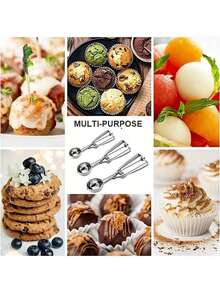 1 cái/3 cái Muỗng múc kem bằng thép không gỉ, Muỗng múc kem, Dụng cụ nhà bếp, Muỗng múc trái cây, Muỗng tráng miệng - Nhiều màu - Xem 7