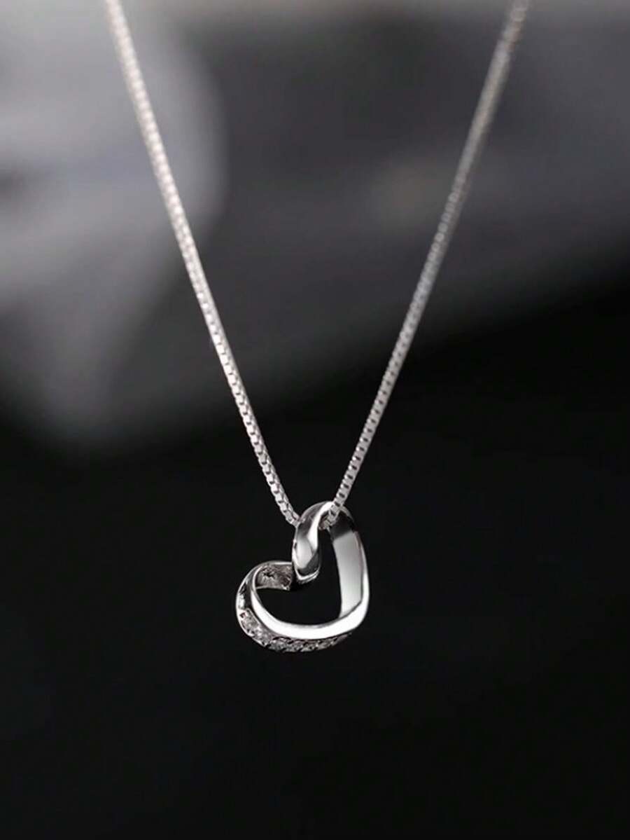 Dây chuyền mặt hình trái tim bằng bạc sterling 925 cao cấp, không gây dị ứng, đính đá Cubic Zirconia lấp lánh - Dây chuyền xương đòn sang trọng, thích hợp cho đám cưới, kỳ nghỉ biển, quà tặng Lễ Tạ ơn và Giáng sinh, bao bì chống oxy hóa, cao cấp, dành cho bạn gái, quà tặng hàng ngày.