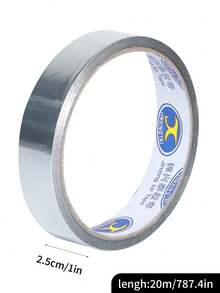 1 Rollo de cinta de aluminio, grosor de 50u, longitud de 20m, ancho de 2.5cm, fuerte adhesión para proyectos DIY, oficina y reparación - Ancho 25 mm - Ver 2