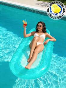 1 pieza Flotador inflable para piscina, diseño de onda, unicolor transparente minimalista, adecuado para piscina, fiesta en la piscina, flotadores inflables acuáticos, dispositivo flotante inflable, fiesta en la playa, actividades en la playa, material de PVC duradero, portátil, requiere compra por separado de una bomba de aire - Sillón reclinable con diseño de ondas - Ver 16
