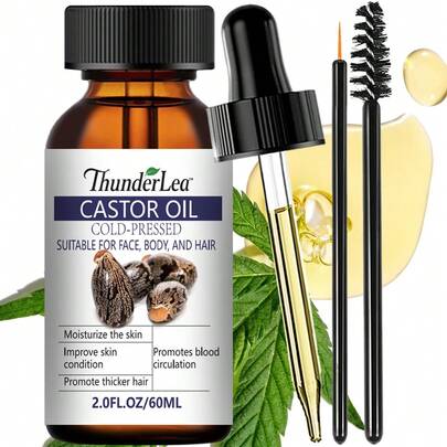 ThunderLea Aceite de ricino - 100ml, Aceite portador, Hidratante para el cabello, Nutre el cabello y las raíces, Apto para el cabello, el cuero cabelludo, las pestañas y las cejas