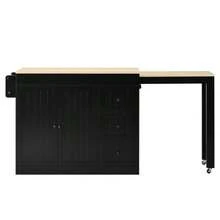 Kitchen Island With Wheels, Extendable Dining Area, Equipped With A Seasoning Shelf And Drawers, Freestanding Mobile Kitchen Island, Ideal For Kitchen And Living Room (Black). - Black - View 2