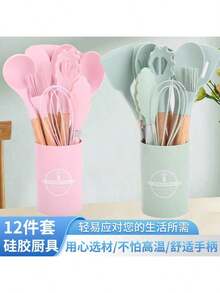 12pcs Silicone Cooking Utensil Set - Passed European Food Contact Test, Heat Resistant Up To 446°F, Non-Stick Cookware , Dishwasher Kitchen Tools Include Tongs, Spatula, Spoon, Brush, Whisk, Small Gadgets - Multicolor - View 6