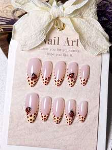 10pcs Handmade Almond-Shaped Light Pink French Manicure Nail Stickers, Featuring Delicate Hand-Painted Light Pink French Tip Design. These Elegant, Romantic, Minimalist Nail Stickers Are High-End, Sexy, Lightweight And Luxurious, Suitable For Daily Wear, Dates, Concerts And Light Business Occasions. A Perfect Gift For Women And Girls. - Nhiều màu - Xem 3