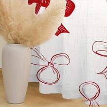 2pcs Hand-Painted Red Bow Tulle Curtains, Sweet And Romantic Style, 2D Flat Print, Suitable For Bedrooms, Living Rooms And Dining Rooms. - Multicolor - View 8
