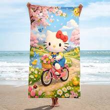 SANRIO 1条Hello Kitty主题超柔软微纤维沙滩巾，充满夏日气息，速干轻便，适合成人、男士、女士、女孩在沙滩、泳池和日常使用。 - 彩色 - 查看 9