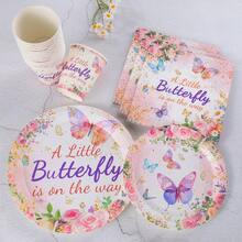 Bộ đồ dùng ăn uống dùng một lần chủ đề bướm, bao gồm đĩa giấy 7/9 inch, cốc giấy, khăn giấy, thích hợp cho tiệc sinh nhật, lễ hội, họp mặt, dã ngoại, lễ kỷ niệm, tiệc cưới, tiệc trà, lễ tốt nghiệp. - Nhiều màu - Xem 5