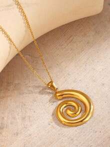 1 chiếc dây chuyền mặt dây hình xoắn ốc phong cách Bohemian bằng thép không gỉ, thiết kế thanh lịch dành cho nữ giới, thích hợp đeo hàng ngày, hẹn hò hoặc đi nghỉ mát. - Vàng - Xem 4