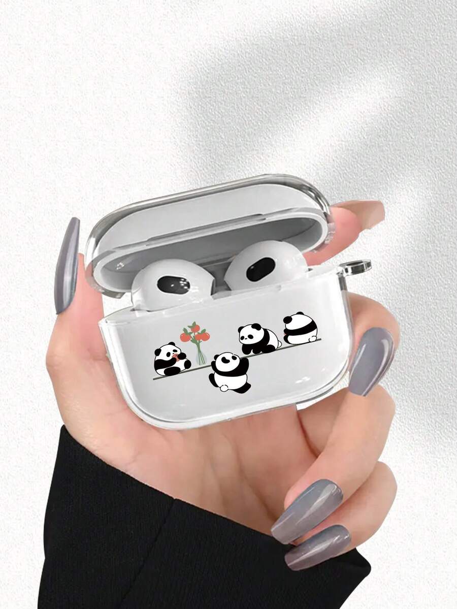 Estuche transparente para auriculares con diseño de grupo de pandas lindos, de moda y versátil, adecuado para AirPods2/3/4/Pro/Pro2/Pro3, adecuado como regalo de cumpleaños u ocasión festiva para familiares, amigos y usted mismo - transparente - Ver 1