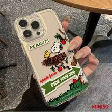 Miniso 名创优品史努比苹果农场透明TPU手机壳，适用于iPhone 17/17 Pro/17 Pro Max/17 Air/16/15/14/13/12/11/X系列，iPhone 17 Pro Max手机壳，iPhone 17 Pro手机壳，iPhone 17手机壳，圣诞礼物，女朋友 - 無色 - 查看 5