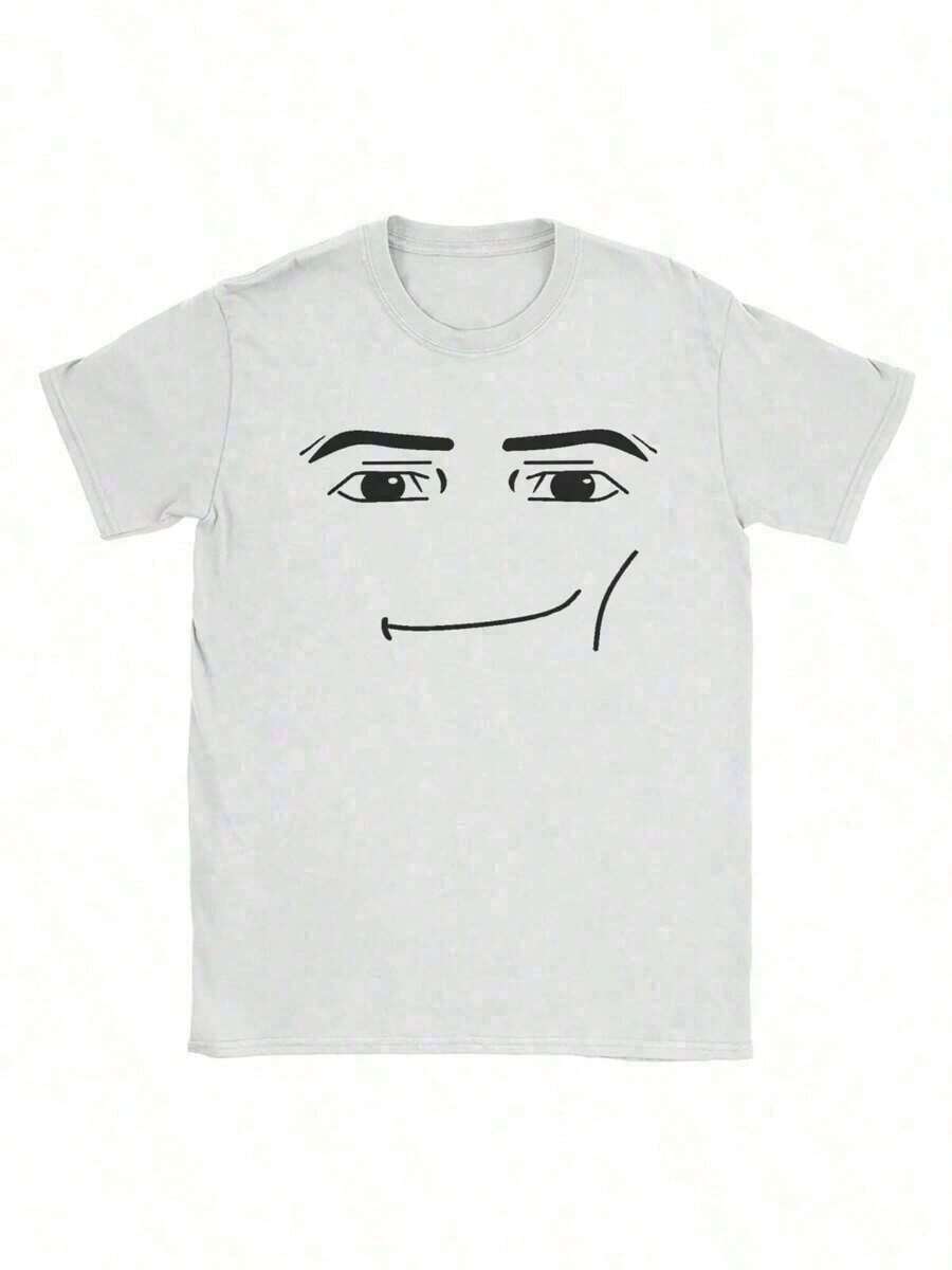 Anime Robot Robloxs Face T-Shirts, Funny Shirt ,Graphic Tees ,Crew Neck Short Sleeve T Shirts ,Women Clothing ,Harajuku T Shirts, Tee ,Summer Tops - 黑色 - 查看 1