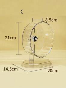 1pc Hamster/Golden Retriever Toy, DIY Acrylic Silent Running Wheel With Transparent Stand, Requires Self-Assembly After Unpacking - Clear - View 13