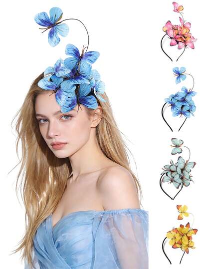 Băng đô cài tóc hình bướm dành cho nữ, thích hợp cho tiệc trà, tiệc cocktail, đám cưới, tiệc hóa trang, trang phục dạ hội và các dịp đặc biệt. Kiểu dáng cổ điển, ngọt ngào và dễ thương. Phụ kiện tóc dành cho nữ.