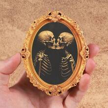 1pc Interesting Cat Pattern Fridge Magnet, Wooden Frame Refrigerator Magnet, Home Decor, Fun Gift! - 1 Kissing Skull - View 9