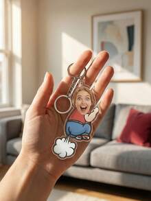 1pc Custom Funny Farting Man Acrylic Keychain,Custom Photo,Personalized Funny Farting Man Keychain Novelty Gift For Friends & Family,Funny Photo Keychain Unique Gag Gift For Birthday - Multicolor - View 3