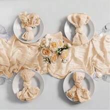 6/12/24pcs Cream Balinese Cheesecloth Napkins Decor, Suitable For Outdoor Events Such As Weddings, Bridal And Baby Showers, Birthday Parties, Mother's Day, Home Decor, Family Gatherings, Banquets, Receptions, Buffets, Picnics And Various Theme Parties. - Multicolor - View 7