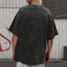 Oversized Graphic Tshirts For Men Acid Wash Los Angeles Vintage Tees Streetwear Baggy Cotton Shirts Casual Topswinter Clothes For Women - 黑色 - 查看 6