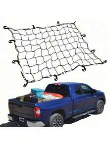 Heavy Duty Truck Cargo Box Net Bag, Latex Elastic Luggage Net With 12 Hooks, 2X Expandable Cargo Securing Net Suitable For Pickup Truck, SUV, Trailer, Universal Truck Exterior Accessory - A - View 1
