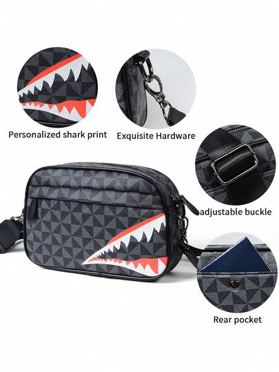 Korean Style Crossbody Bag, Shoulder Bag, Square Bag, Random Retro Windmill Print Color Block PU Leather Waterproof Multifunctional Casual Business Messenger Bag For College Students, Men, Boyfriend Gift