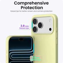 适用于 17、17 Air、17 Pro、17 Pro Max 的液态硅胶三层全包软保护壳，防震、防刮，超细纤维内衬，兼容 13、11、16 Pro Max、15、14 Plus、12 Mini、XS Max、7、8 Plus - 牛奶黃 - 查看 10