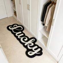 1pc Faux Cashmere Material Asymmetrical Rug, Casual Personalized Creative Rug, Asymmetrical Letter Rug, Soft Floor Carpet, Suitable For Living Room, Bedroom Soft Carpet, Winter Decoration Floor Mat, Machine Washable Home Carpet Room Decor (Hand-Measured, May Have 1-3cm Error) - Black and White - View 18
