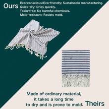 YEUZLI 1件條紋土耳其海مام沙灘巾 Fouta 快乾 XXL 毛巾 100x180cm/39*71inch 適用於水療中心、海灘、泳池、健身房和浴室 - 寶藍色 - 查看 4