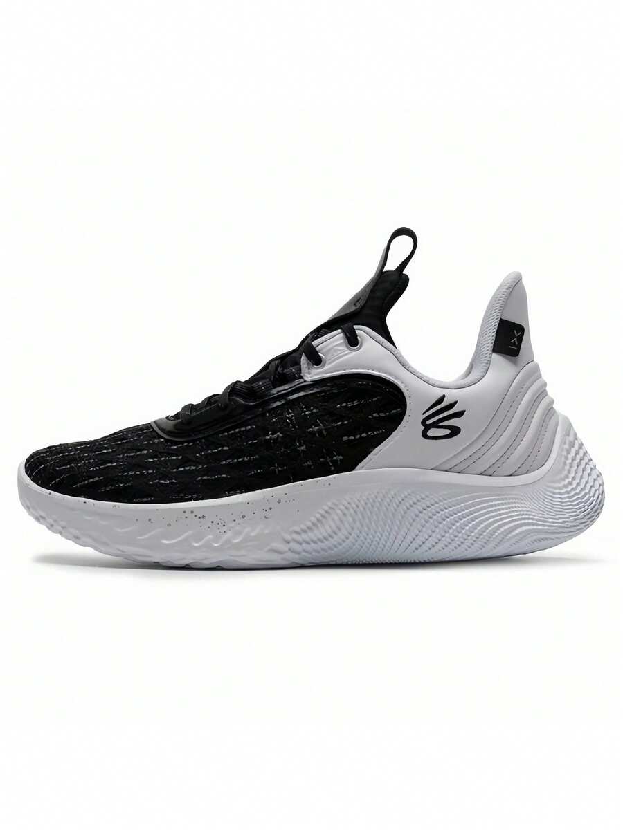 Under Armour CURRY 10 Men's Basketball Shoes, Star Player Curry Designed, Low-Top, Cushioning - Black and White - View 1