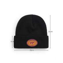 1pc Virginia Tech Hokies Retro Casual Knit Hat, Unisex Fashion  Sun Hat, Trucker Hat, Beach Hat, Fishing Hat, Suitable For Competition Venue,Travel, Party, Fun, Country, Birthday, Daily Casual Outdoor Wear Gifts - màu đen - Xem 3