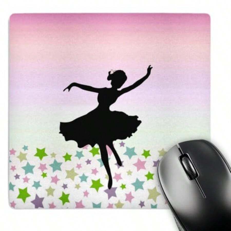 3dRose 8 X 8 X 0.25 Inches Mouse Pad Spinning Ballet Dancer Dancing Amongst the Stars Pink Graceful Balerina Silhouette Girly Dance Mp_112812_1 - como en la foto - Ver 1