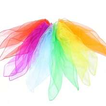 60cm Set de 6 piezas de unicolor mixto + 10 piezas de unicolor de pañuelo de gasa de nailon, versátil para actuaciones y baile, nuevo pañuelo de color caramelo - bufanda cuadrada pequeña - Ver 4
