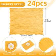 6/12/24pcs Cream Balinese Cheesecloth Napkins Decor, Suitable For Outdoor Events Such As Weddings, Bridal And Baby Showers, Birthday Parties, Mother's Day, Home Decor, Family Gatherings, Banquets, Receptions, Buffets, Picnics And Various Theme Parties. - Multicolor - View 34