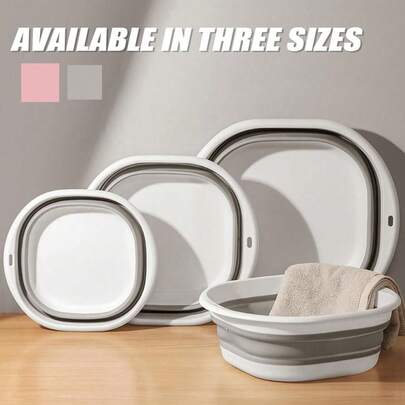 1/3 Pcs Portable Folding Washbasin, Travel Outdoor Large Capacity Household Plastic Student Dormitory Special Washbasin, Suitable For Home, Dormitory And Outdoor Use - Thickened Plastic Folding Basin, Can Be Used For Washing Hands And Feet - Back To School Essential Portable Washbasin, Can Be Used As A Vegetable Washing Basin, Laundry Basin, Foot Washing Basin - Suitable For Home, School, Office, Car, Space Saving