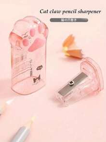 1个塑料猫爪造型手动削铅笔器，无需电池，适用于学校和办公室文具，返校季必备 - A - 查看 1