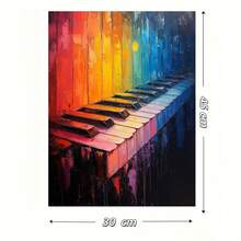 Framed 1 pieza, con marco,  [2D Plano] Teclas de Piano Panorámicas Arcoíris Abstracto, Impresión de Arte en Lienzo para Pared, Regalo para Pianista, Regalo para Músico, Decoración de Estudio de Música, 2D Plano - Enmarcado - Ver 7