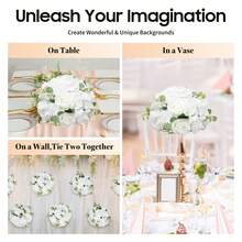 RainWeel Flower Balls For Centerpieces Wedding Flowers - 6 Pcs Fake Small Rose Balls, White Flowers For Centerpieces Tables, Artificial Silk Ball, Arrangement Bouquet For Party, Home Decor - 白綠色 - 查看 10