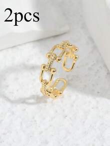 1 pieza Anillo hueco en forma de U, adecuado para uso diario en primavera y verano - Amarillo Oro - Ver 7