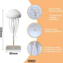 Cartoon Dancing Jellyfish Gradient RGB Lamp, Cute Jellyfish Bedside Lamp With Sound Control, USB Rechargeable LED Night Light - White - View 3