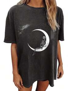 Women's Tops Letter Tee Graphic T-Shirts, Vintage Shirts For Women Cute Graphic Tee Spring Short Sleeve Tops Oversized Tshirts Teen Aesthetic Clothing-For Women, Holiday, Vacation,Daily Casual Fashion And Versatility. -Unisex Loose - Fit Comfortable Vintage Street - Style Cotton T - Shirt Top - 超大 T 卹 #C2 - 查看 15