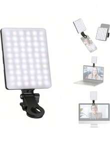 Borriig 60 LED High Power Rechargeable Clip-On Fill Light, With Front & Rear Clips, 3 Lighting Modes Adjustable, Suitable For Smartphones, Android, IPad, Laptops, For Makeup, Selfie, Vlog, Suitable For Selfie And Live Streaming, Portable Selfie Light - Black - View 10