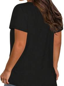 Talla Grande - Talla Grande - Camiseta de Mujer con Gráficos y Letras - Negro - Ver 3