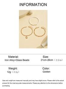 Bộ 3 chiếc vòng chân mặt dây chuyền hình vỏ sò phong cách Bohemian, dây kim loại đính hạt, thích hợp đeo hàng ngày, đi biển và hẹn hò. - Nhiều màu - Xem 5