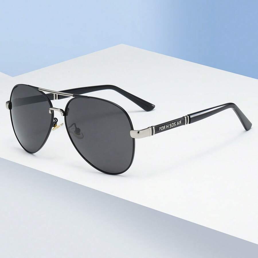 1pc New Luxury Men's Fashion Glasses, Fashion Driving Glasses Unisex Brand Designer Retro Black Eyeglasses For Men - 8738 Silver Black - View 1