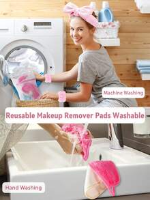 12 piezas Almohadillas reutilizables para desmaquillaje con diseño de borde, almohadillas de desmaquillaje lavables, set de 6/3/1 piezas - Multicolor - Ver 5