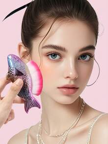 Women's 2PCS Cute Fish Shaped Rainbow Gradient Multifunctional Makeup Brush 2026 Daily Beauty Tool - Multicolor - View 5
